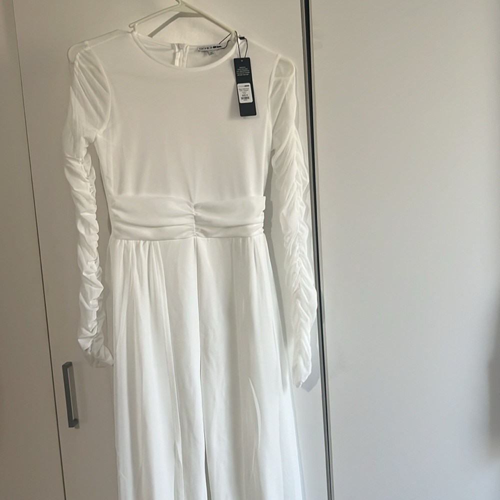 Fashion Nova white tulle long sleeve jumpsuit - Picture 8 of 8